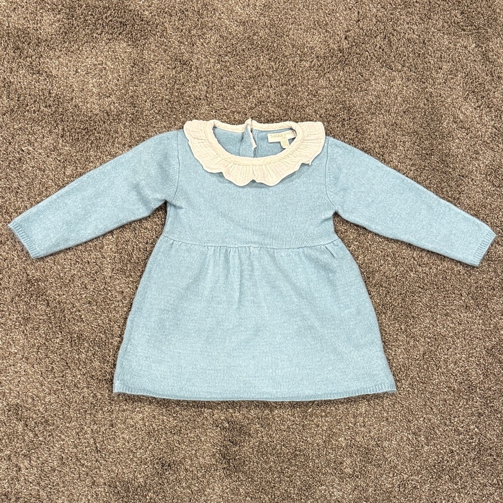 Chelsea & Violet Light Blue and Cream Kids Dress